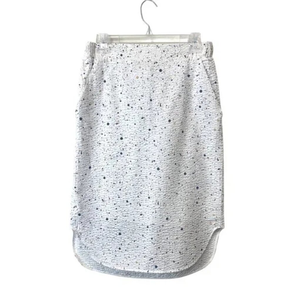 New COS high waisted paint splatter textured quilted high low pencil midi skirt - Picture 10 of 16